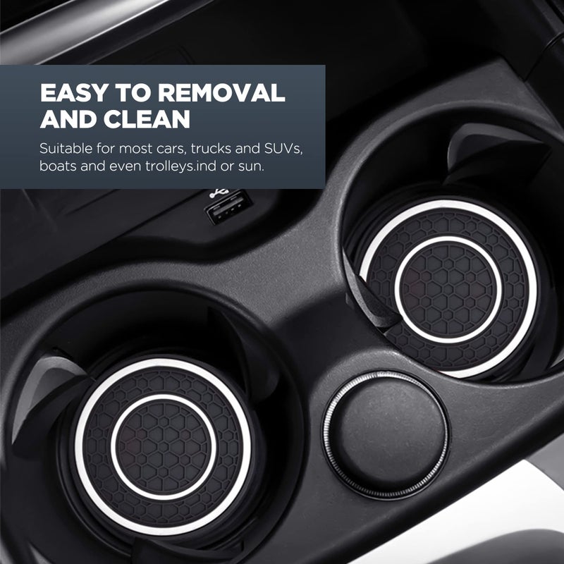 SUJADE 2 PCS Car Cup Holder Coaster,Car Coasters Cup Mats,2.75 Inch Universal Car Cup Coasters,Non-Slip Anti Dust Mats Cup Holder Insert Coaster, Suitable for Most Car Interior(White) - Image 4